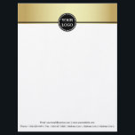 Black and Gold Modern Stationary Custom Monogram Letterhead<br><div class="desc">Easily personalize this elegant 8.5" x 11" letterhead with your own business logo and information. This is Girly Trendy Chic Modern Simple Plain Colored Border with Custom Personalized Monogram.</div>