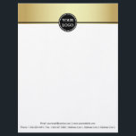 Black and Gold Modern Stationary Custom Monogram Letterhead<br><div class="desc">Easily personalize this elegant 8.5" x 11" letterhead with your own business logo and information. This is Girly Trendy Chic Modern Simple Plain Colored Border with Custom Personalized Monogram.</div>