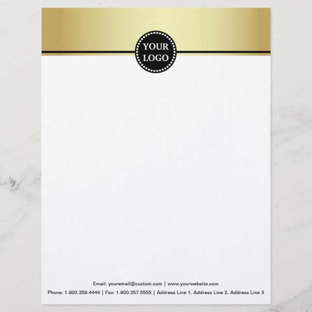 Black and Gold Modern Stationary Custom Monogram Letterhead (Front)