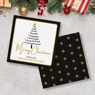Black And Gold Modern Tree Merry Christmas Budget Note Card