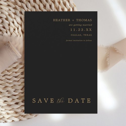 Black and Gold Modern Wedding Save The Dates Invitation