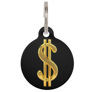 Black and Gold Money Pet Tag