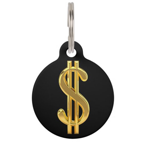 Black and Gold Money Pet Tag