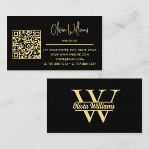 Black and Gold Monogram   Elegant Initial Name Business Card