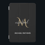 Black and Gold Monogram Elegant Luxury   iPad Mini Cover<br><div class="desc">This iPad cover is the perfect way to protect your device while adding a touch of luxury and elegance. The black and gold design is stylish and timeless and can be personalized with your monogram for a unique finishing touch. Matching accessories are available in our store.</div>