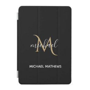 Black and Gold Monogram Elegant Luxury   iPad Mini Cover