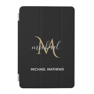 Black and Gold Monogram Elegant Luxury   iPad Mini Cover