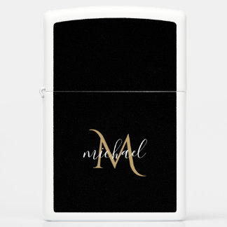 Black and Gold Monogram Elegant Luxury   Zippo Lighter