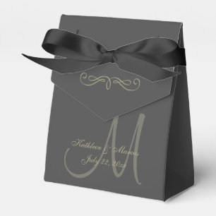 Black and Gold Monogram Favor Boxes