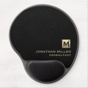 Black and Gold Monogram Gel Mouse Pad