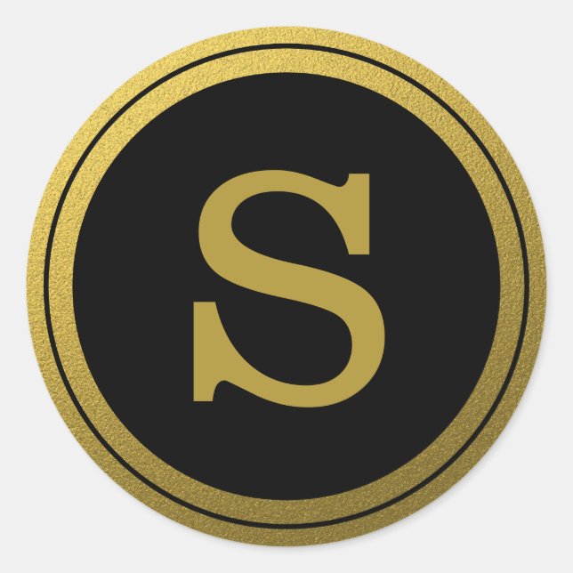 Black And Gold Monogram Initial Envelope Seal (Front)