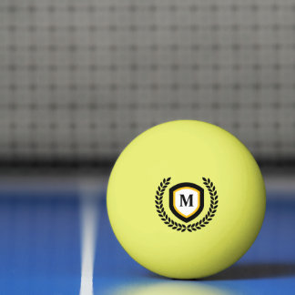 Black and Gold Monogram Logo Crest Ping Pong Ball