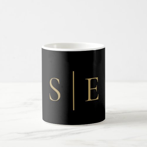 Black And Gold Monogram Minimalist Coffee Mug - This chic modern design can be personalized with your monogram initials. Designed by Thisisnotme©