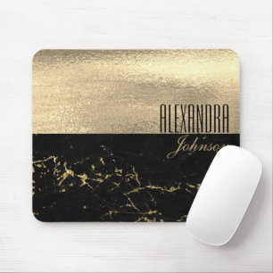 Black and Gold Monogram Mouse Pad