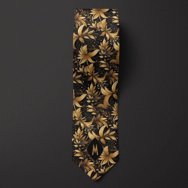 Black and Gold Monogram Neck Tie (Creator Uploaded)