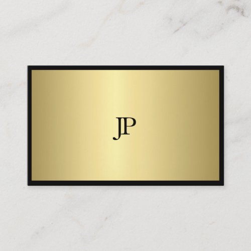 Black And Gold Monogram Plain Modern Professional Business Card