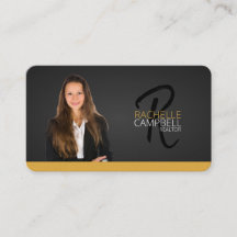 Black and gold monogram real estate Business Card
