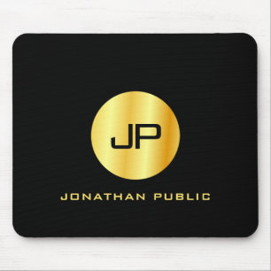 Black And Gold Monogram Template Elegant Mouse Pad