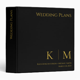 Black and Gold-Monogram-Wedding Plans- 3 Ring Binder