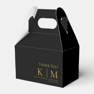 Black and Gold-Monogram-Wedding Thank you- Favor Boxes