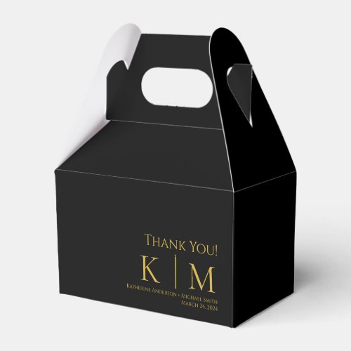 Black and Gold_Monogram_Wedding Thank you_ Favor Boxes