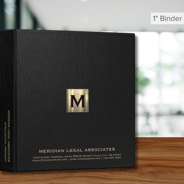 Black and Gold Monogrammed Business Binder. 3 Ring Binder (Creator Uploaded)