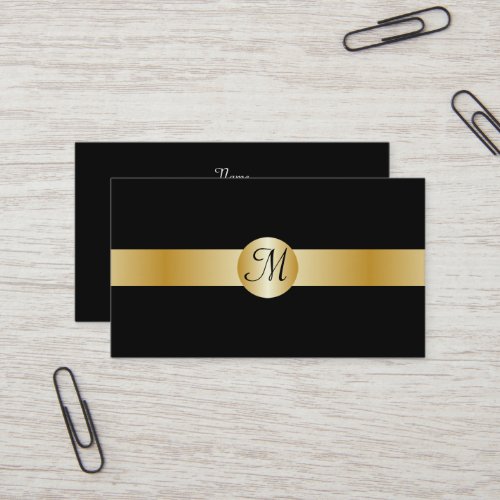 Black And Gold Monogrammed Business Card