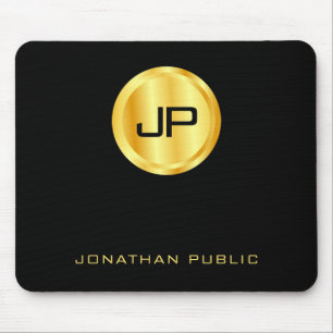Black And Gold Monogrammed Template Elegant Mouse Pad