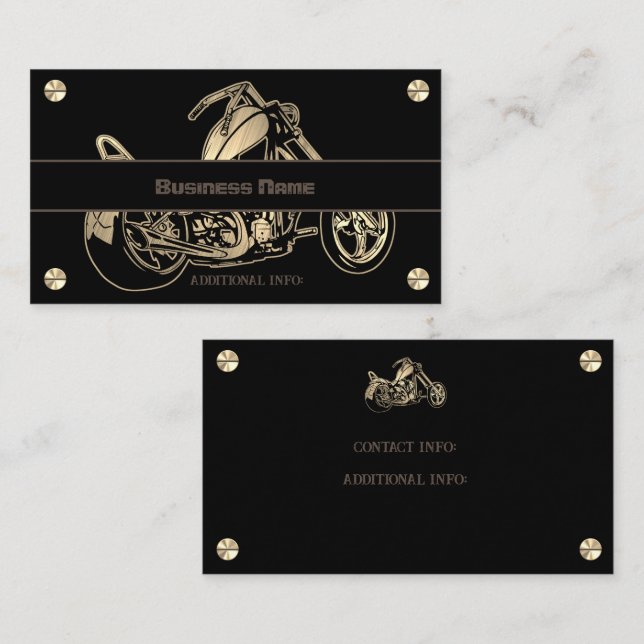 Black And Gold Motorcycle Shop Business Card (Front/Back)