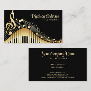 Black And Gold Music Notes Design Business Business Card