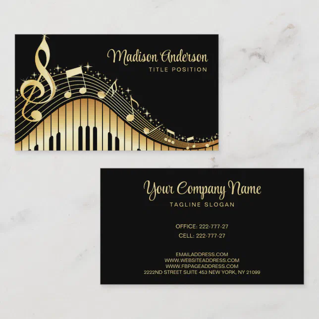 Black And Gold Music Notes Design Business Business Card Zazzle