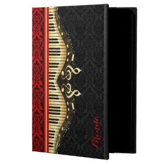 Black And Gold Music Notes Design Red Accents