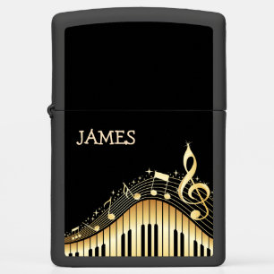 Black And Gold Music Notes Design Zippo Lighter