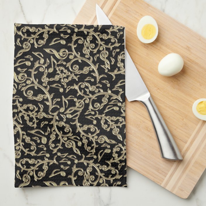 black and gold kitchen towels