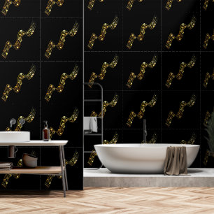 Black and Gold Musical Notes Custom Color Wallpaper