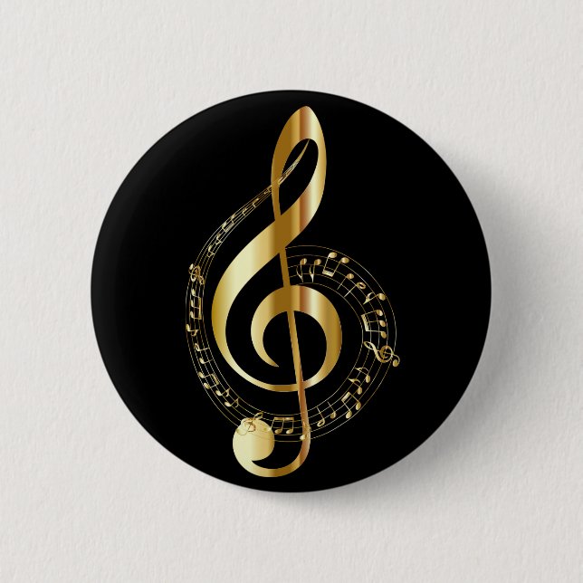 black and gold musicial note pinback button (Front)