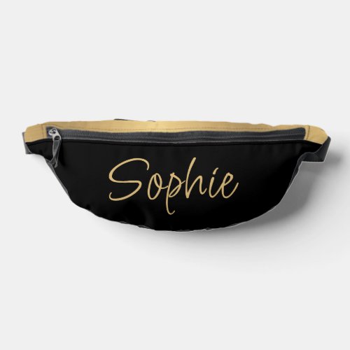 Black and Gold Name Typography Fanny Pack
