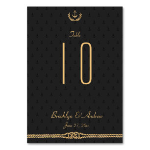 Black And Gold Nautical Wedding Table Numbers