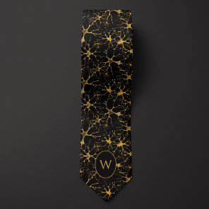 Black and Gold Neurons Neck Tie