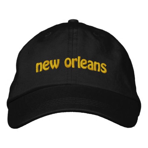 Black and Gold New Orleans Embroidered Hat