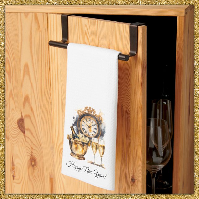 Black and Gold New Year’s Eve Kitchen Towel (Creator Uploaded)