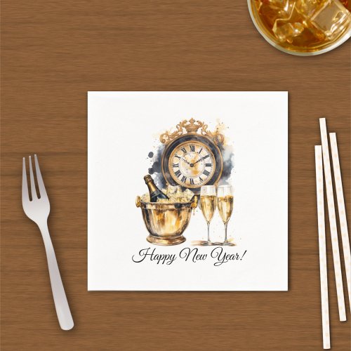 Black and Gold New Years Eve Napkins