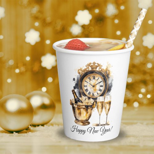 Black and Gold New Years Eve Paper Cups
