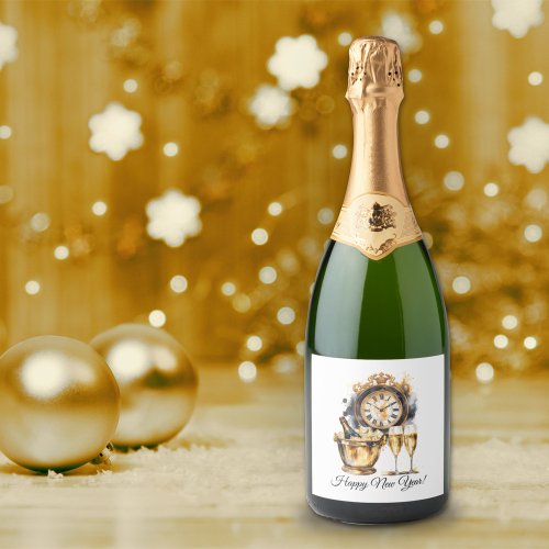 Black and Gold New Yearâs Eve Sparkling Wine Label