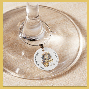 Black and Gold New Year’s Eve Wine Charm