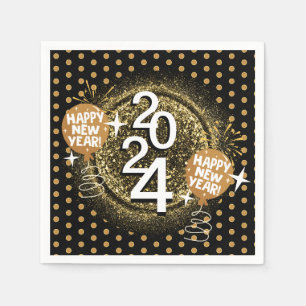 Black and Gold New Year's - Customize Napkins