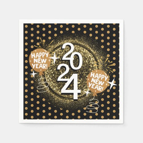Black and Gold New Years _ Customize Napkins