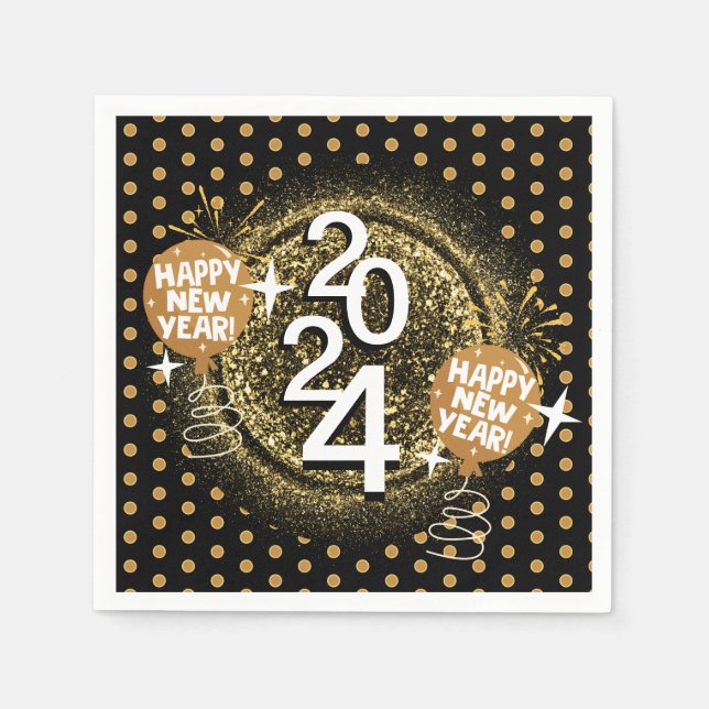 Black and Gold New Year's - Customize Napkins (Front)