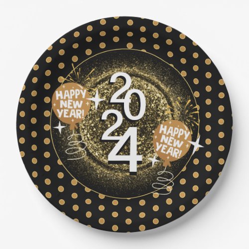 Black and Gold New Years _ Customize Paper Plates