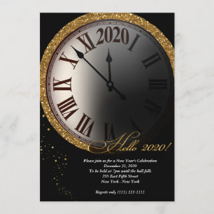 Black and Gold New Year's Eve Invitation
